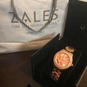 Bulova rose gold watch with diamond accent- Like New